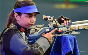 Indian sport shooter, Apurvi Chandela - who competes in the 10 metre air rifle event